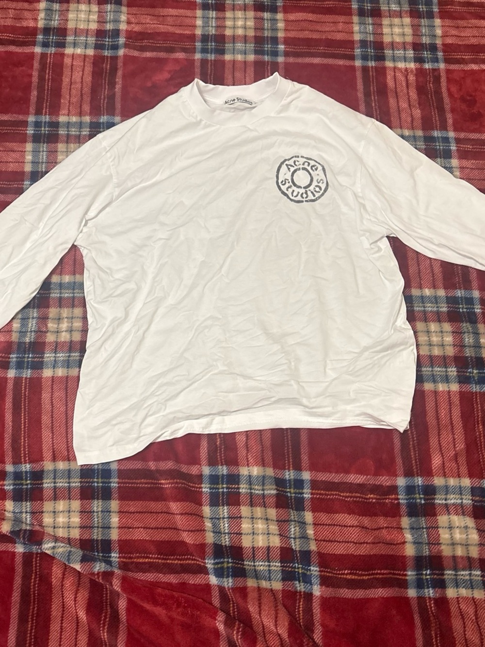 Acne Studios White Long Sleeve Tee with Chest Emblem